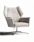 Fauteuil pivotant en tissu gris clair avec piètement en métal 80 x 80 x 100cm