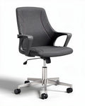 Chaise de bureau réglable en tissu grise avec accoudoirs et roulettes 60 x 60 x 100cm