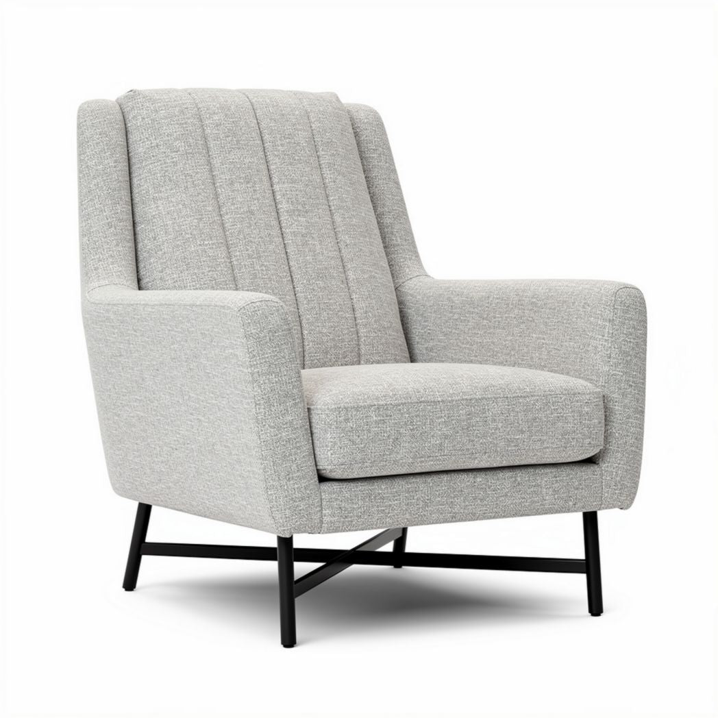 Fauteuil en tissu gris avec structure en métal dimensions 80 x 80 x 90cm