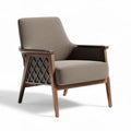 Fauteuil en tissu beige avec structure en bois de hêtre 80 x 70 x 90cm
