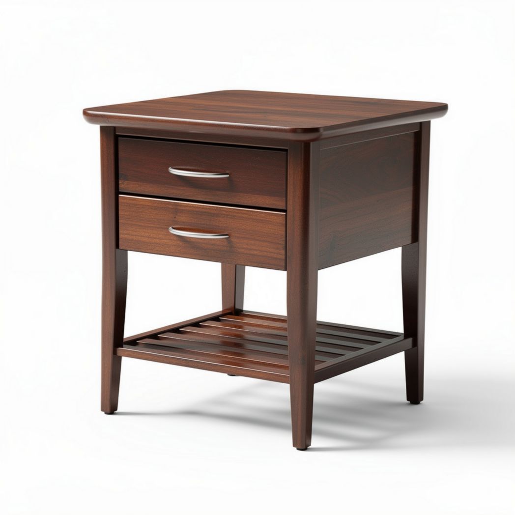 Table de chevet en bois avec deux tiroirs et étagère dimensions 50 x 40 x 60cm