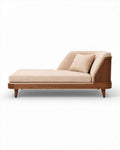 Bain de soleil en bois avec coussin rembourré couleur beige 180 x 90 x 80cm