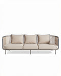 Canapé en métal et tissu beige pour extérieur 200 x 90 x 75cm avec coussins inclus